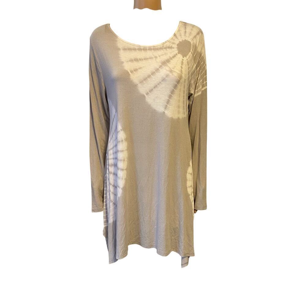 Soft Surroundings Tie Dye Tunic Top Gray White Size Medium Soft Stretch Comfort